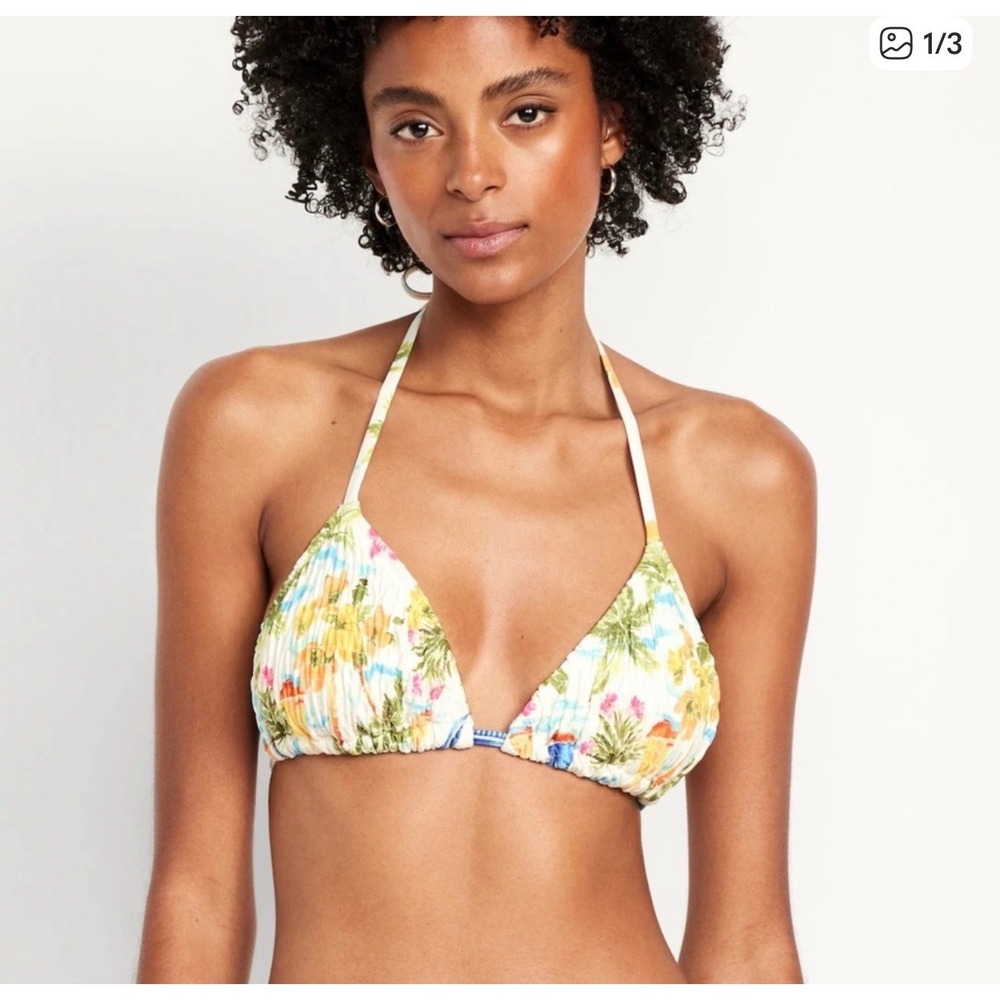 Old Navy Womens Tropical Floral Smocked Triangle Bikini Set Multicolor Large‎ - Picture 2 of 12